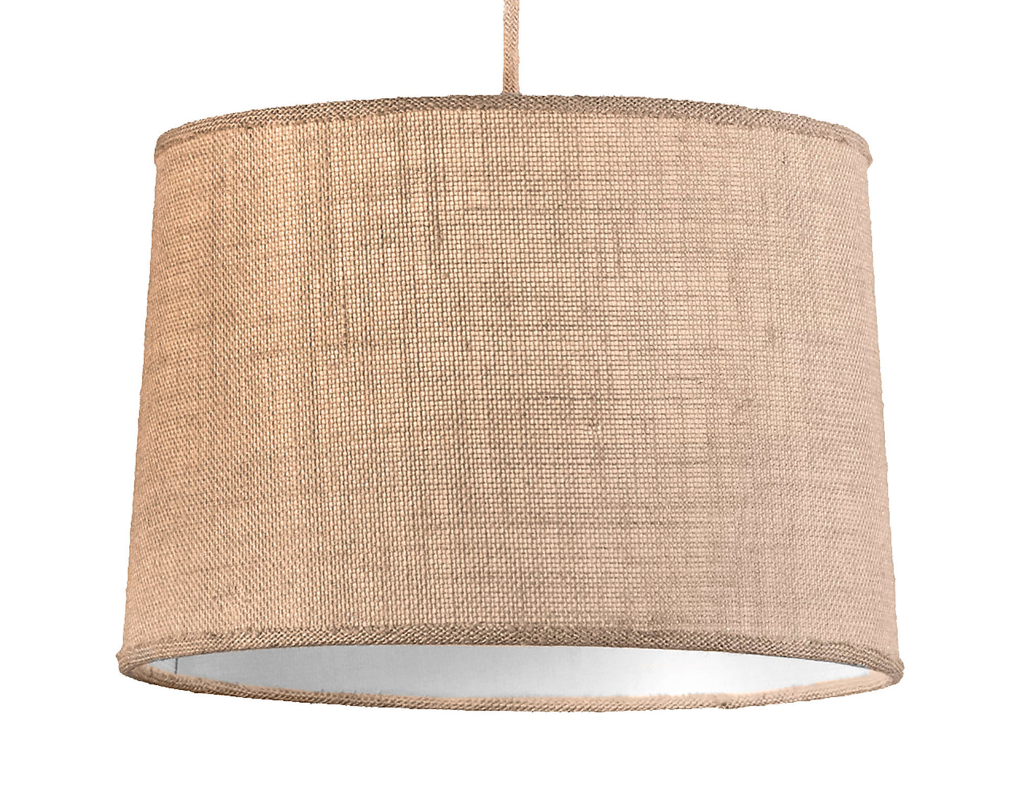 Sabina Pendant 35cm Round, 1 x E27 (Max 40W), Imitation Wood, Linen Shade by Mantra