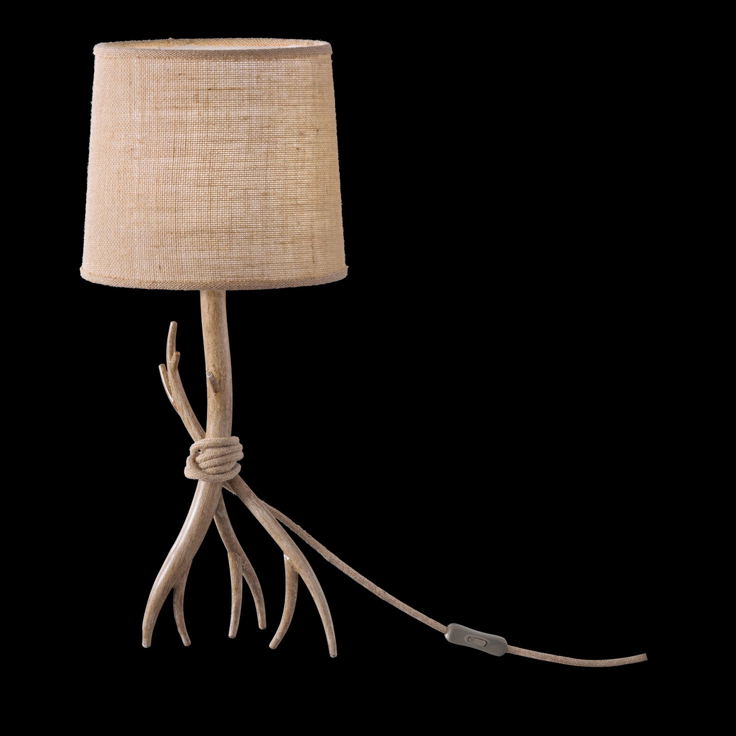 Sabina Table Lamp 57cm, 1 x E27 (Max 40W), Imitation Wood, Linen Shade by Mantra