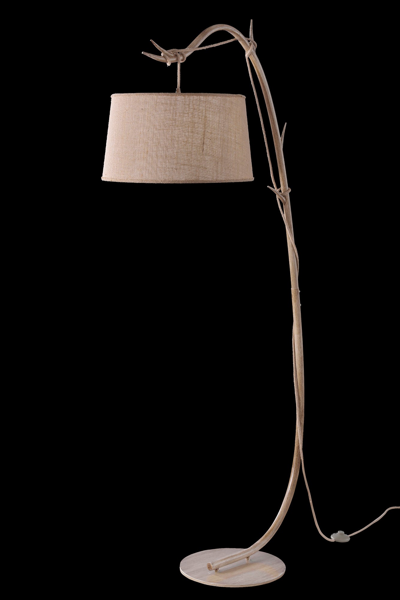 Sabina Floor Lamp 182cm, 1 x E27 (Max 40W), Imitation Wood, Linen Shade Item Weight: 18.2kg by Mantra