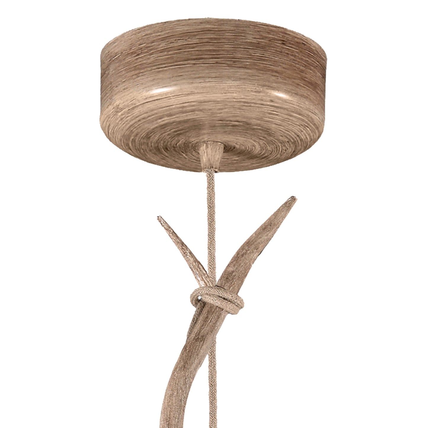 Sabina Pendant 30cm Round, 1 x E27 (Max 20W), Imitation Wood, Linen Shade by Mantra