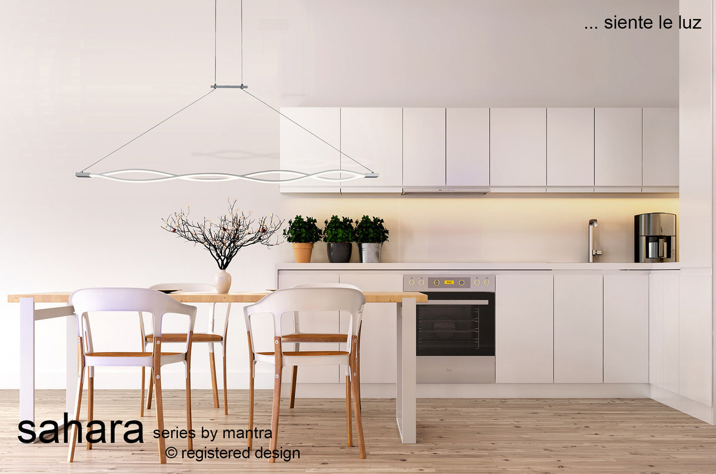 Sahara XL Linear Pendant 42W LED 3000K, 3400lm, Silver, Frosted Acrylic, Polished Chrome, 3yrs Warranty by Mantra