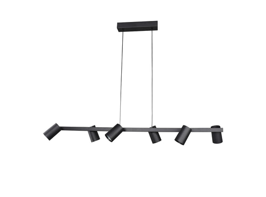 Sal 6 Light Linear Pendant Spotlight GU10, Matt Black by Mantra