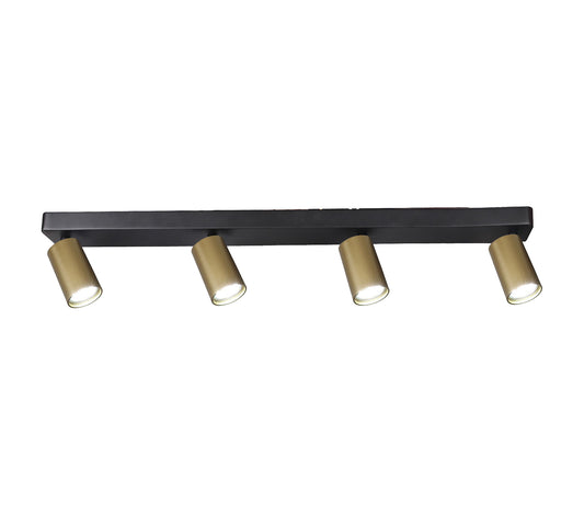 Sal Linear 4 Light Spotlight GU10, Satin Gold/Matt Black by Mantra