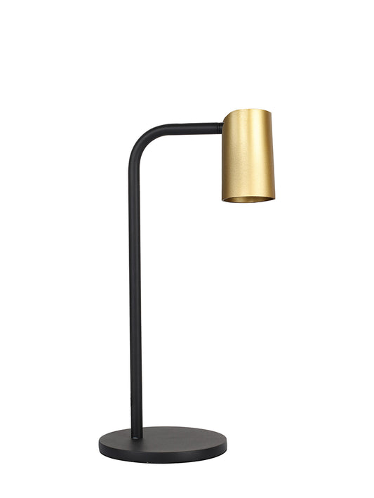 Sal Small Table Lamp With Inline Switch 1 Light GU10, Satin Gold/Matt Black by Mantra