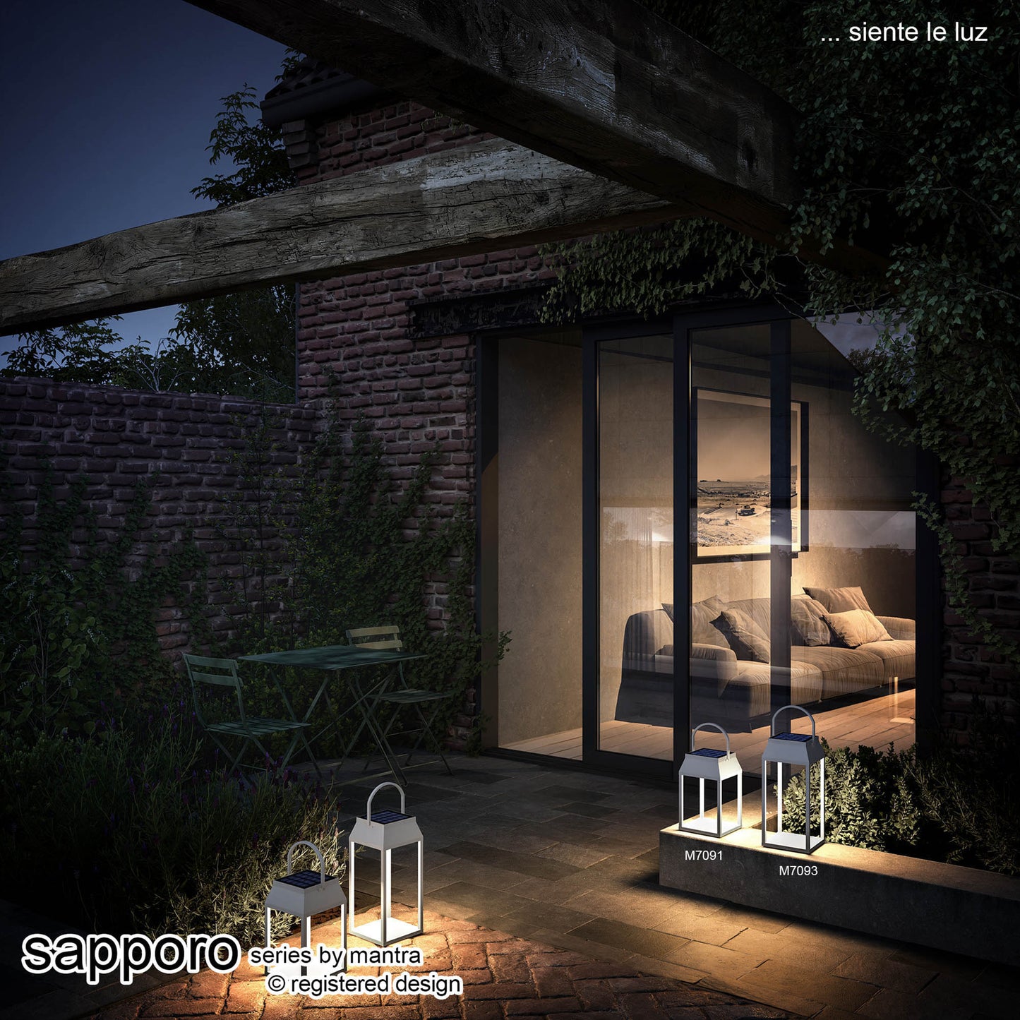 Sapporo Small Solar Battery Operated Portable Lantern, 3W LED, 3000K, 238lm, IP54, White, 3yrs Warranty by Mantra