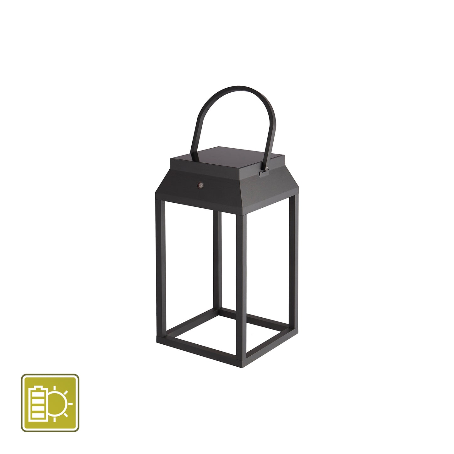 Sapporo Large Solar Battery Operated Portable Lantern, 3W LED, 3000K, 238lm, IP54, Graphite, 3yrs Warranty by Mantra