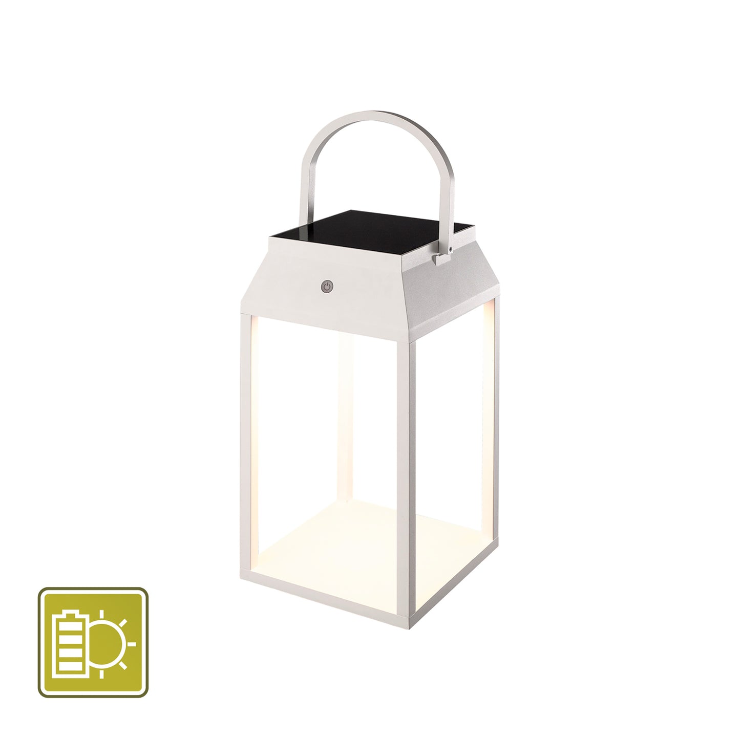 Sapporo Large Solar Battery Operated Portable Lantern, 3W LED, 3000K, 238lm, IP54, White, 3yrs Warranty by Mantra