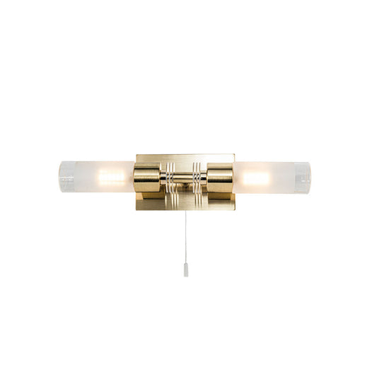 Saturn 2 Light Bathroom Wall Light Satin Brass