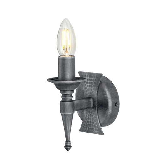 Saxon 1 Light Wall Light - Black / Silver Patina