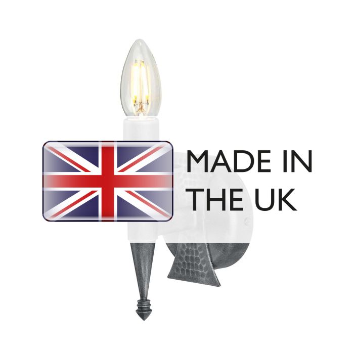 Saxon 1 Light Wall Light - Black / Silver Patina