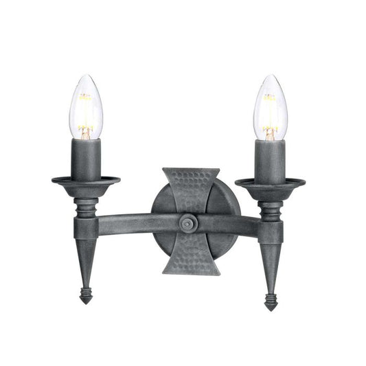 Saxon 2 Light Wall Light - Black / Silver Patina