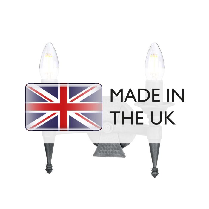 Saxon 2 Light Wall Light - Black / Silver Patina