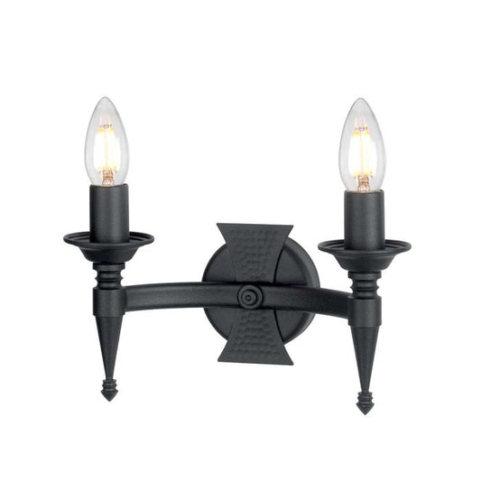Saxon 2 Light Wall Light - Black