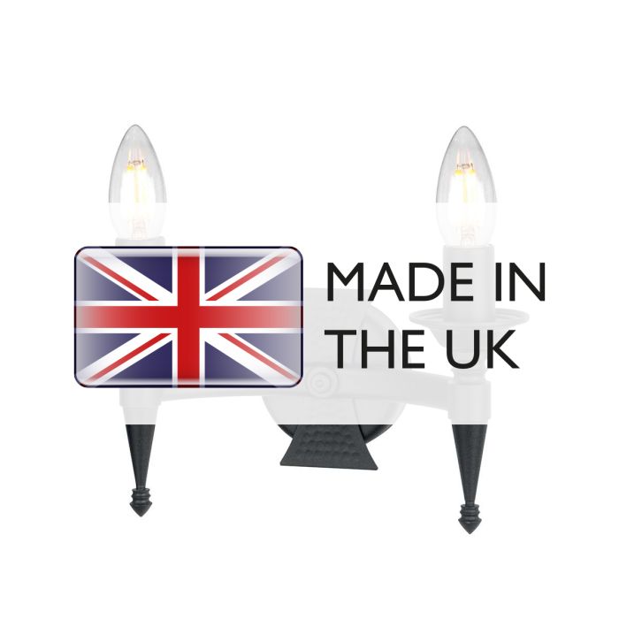 Saxon 2 Light Wall Light - Black