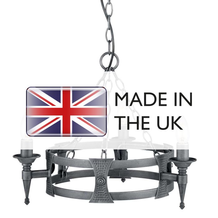 Saxon 3 Light Chandelier - Black / Silver Patina