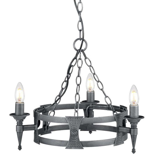 Saxon 3 Light Chandelier - Black / Silver Patina