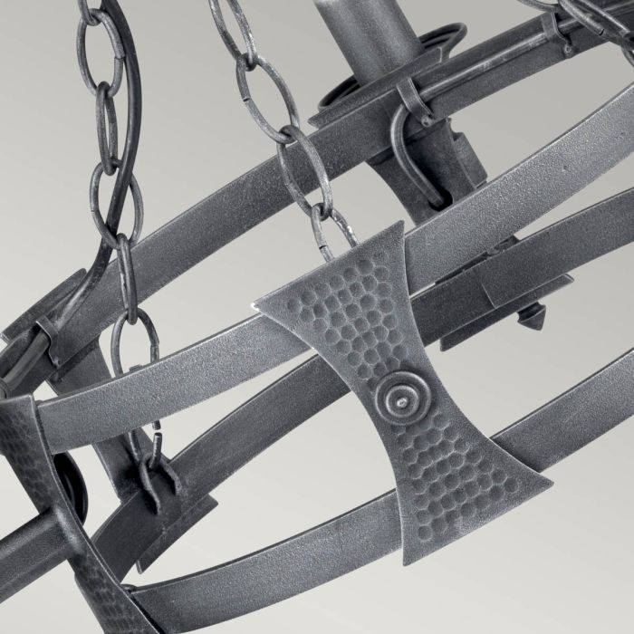 Saxon 3 Light Chandelier - Black / Silver Patina