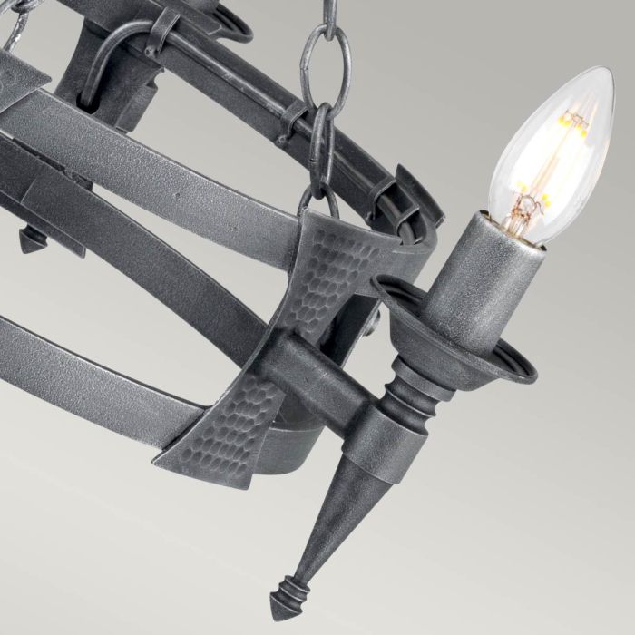 Saxon 3 Light Chandelier - Black / Silver Patina