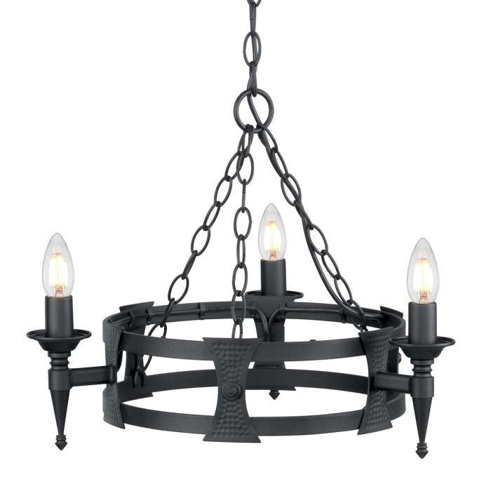 Saxon 3 Light Chandelier - Black