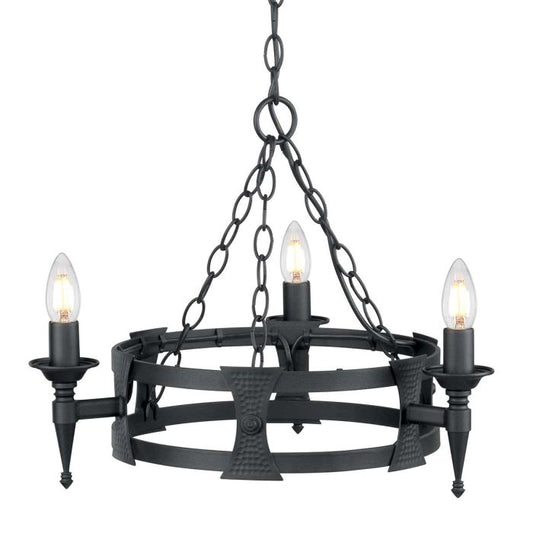 Saxon 3 Light Chandelier - Black