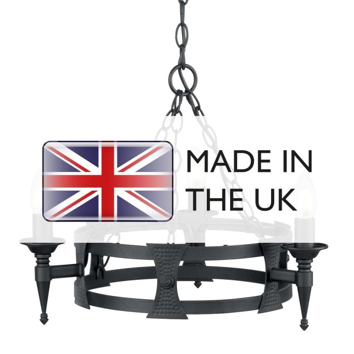 Saxon 3 Light Chandelier - Black