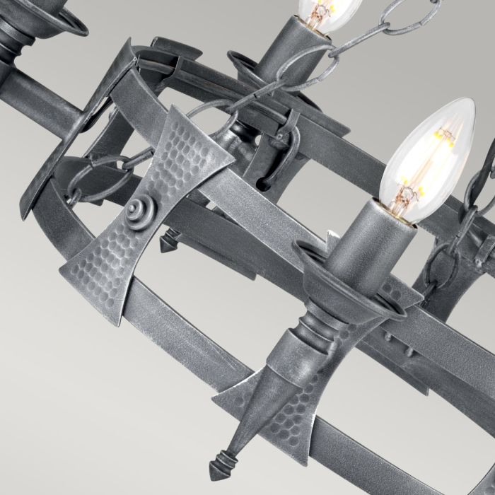 Saxon 5 Light Chandelier - Black / Silver Patina