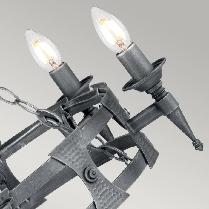 Saxon 5 Light Chandelier - Black / Silver Patina