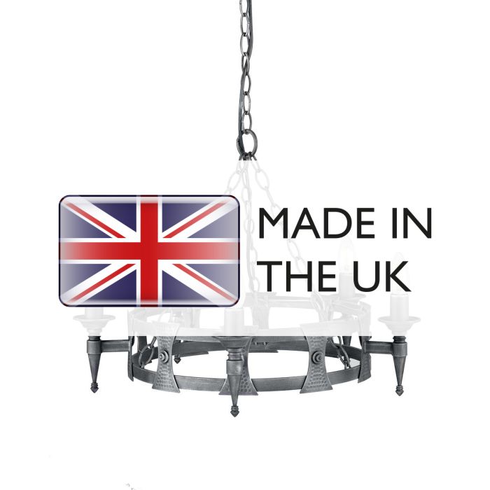 Saxon 5 Light Chandelier - Black / Silver Patina