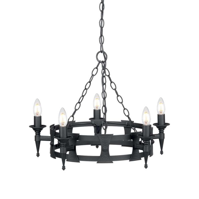 Saxon 5 Light Chandelier - Black