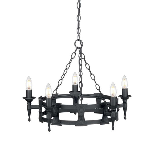 Saxon 5 Light Chandelier - Black