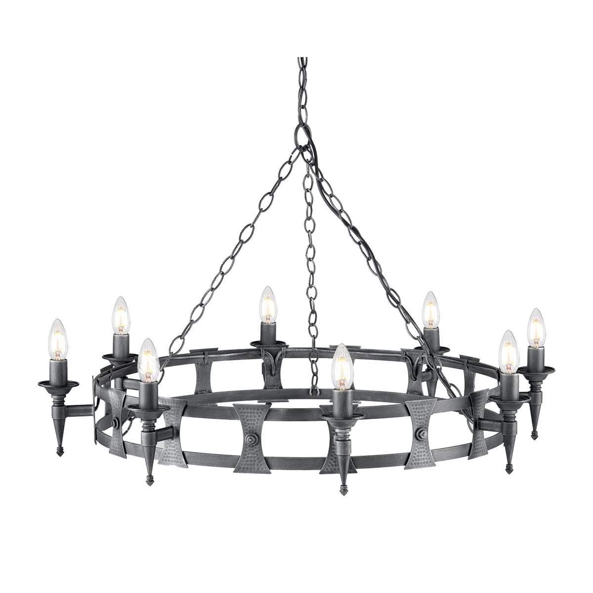 Saxon 8 Light Chandelier – Black/Silver