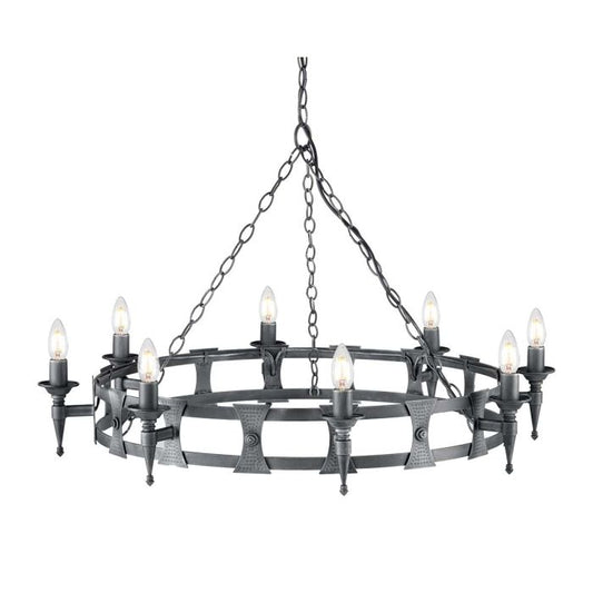 Saxon 8 Light Chandelier - Black / Silver Patina