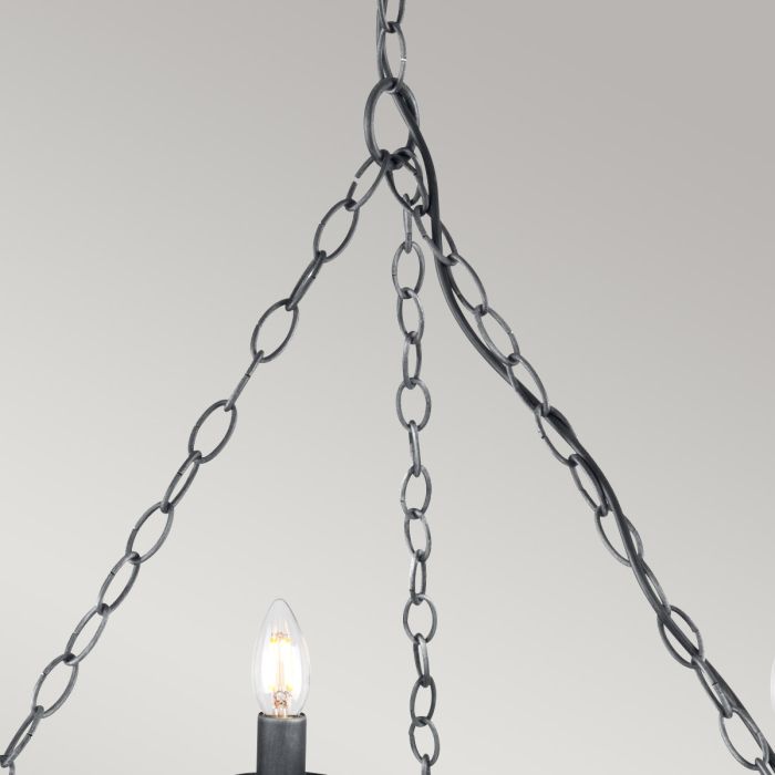 Saxon 8 Light Chandelier - Black / Silver Patina
