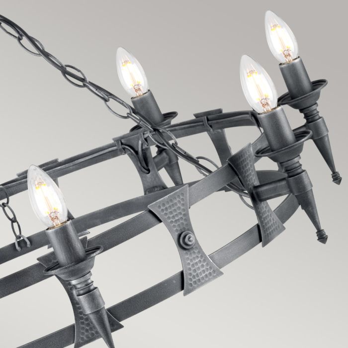 Saxon 8 Light Chandelier - Black / Silver Patina