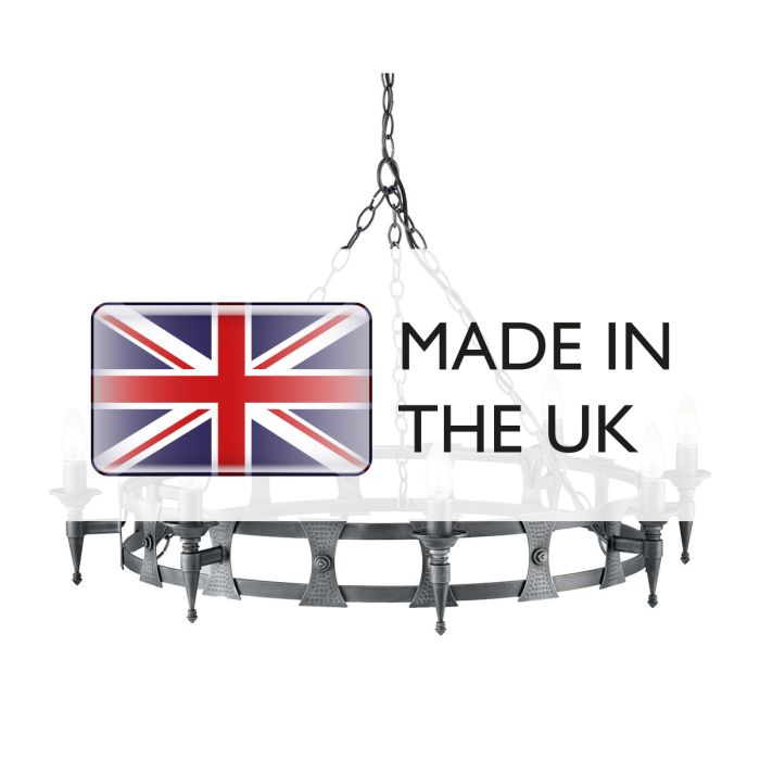 Saxon 8 Light Chandelier - Black / Silver Patina