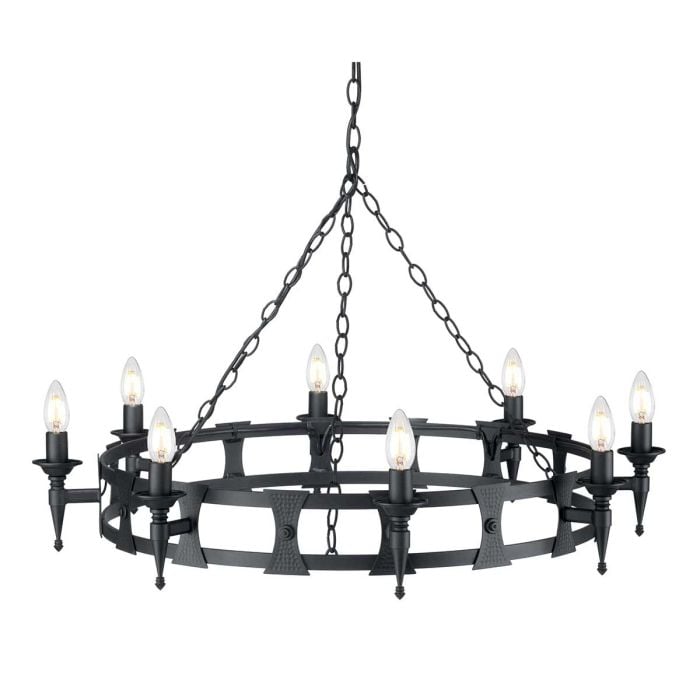 Saxon 8 Light Chandelier - Black