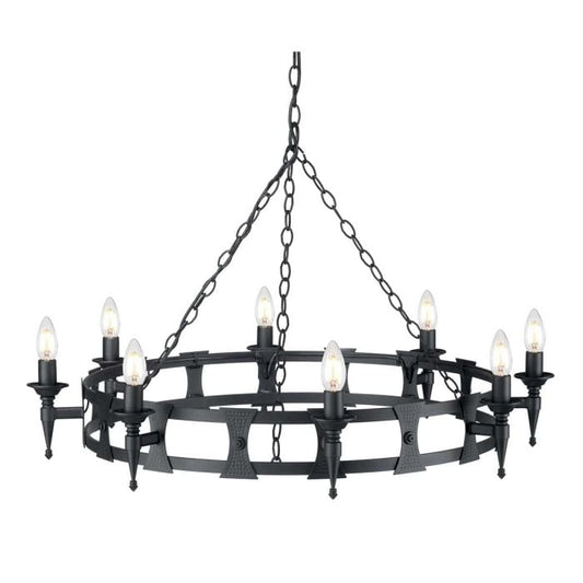 Saxon 8 Light Chandelier - Black