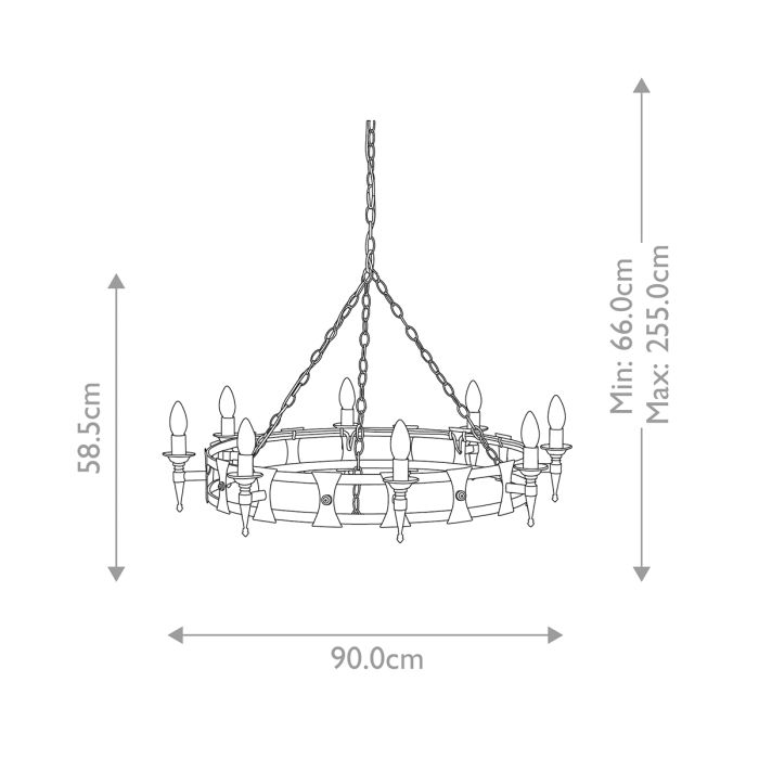 Saxon 8 Light Chandelier - Black