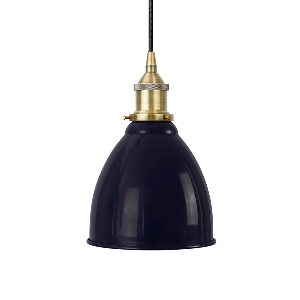Classic Painted Small Pendant Light in Squid Ink Blue