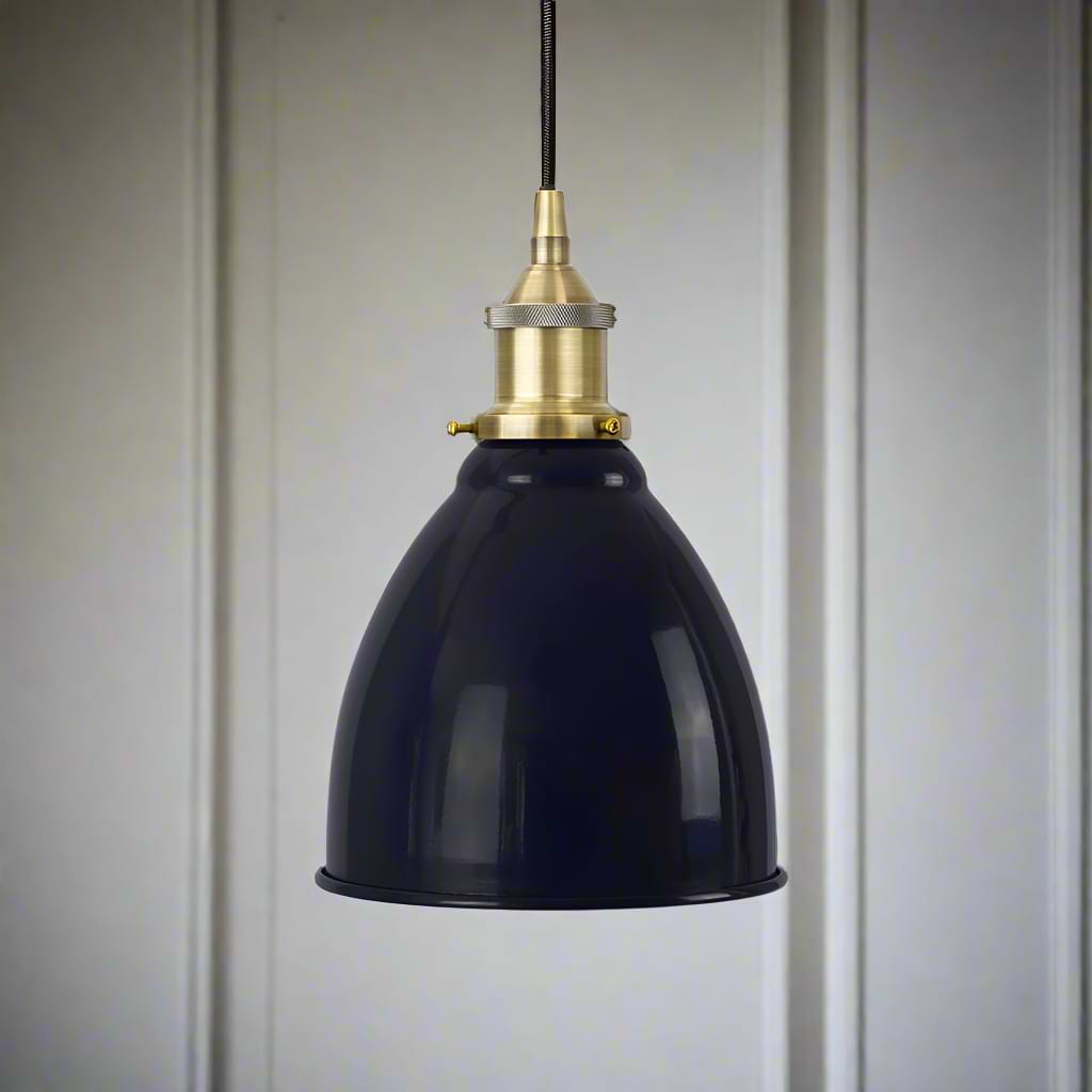 Classic Painted Small Pendant Light in Squid Ink Blue