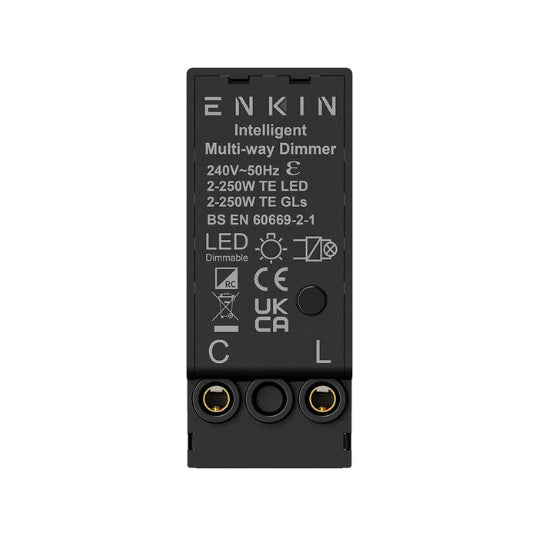 The Connaught Collection Flat Plate Black Nickel 2 Gang 250W LED Intermediate Dimmer Switch