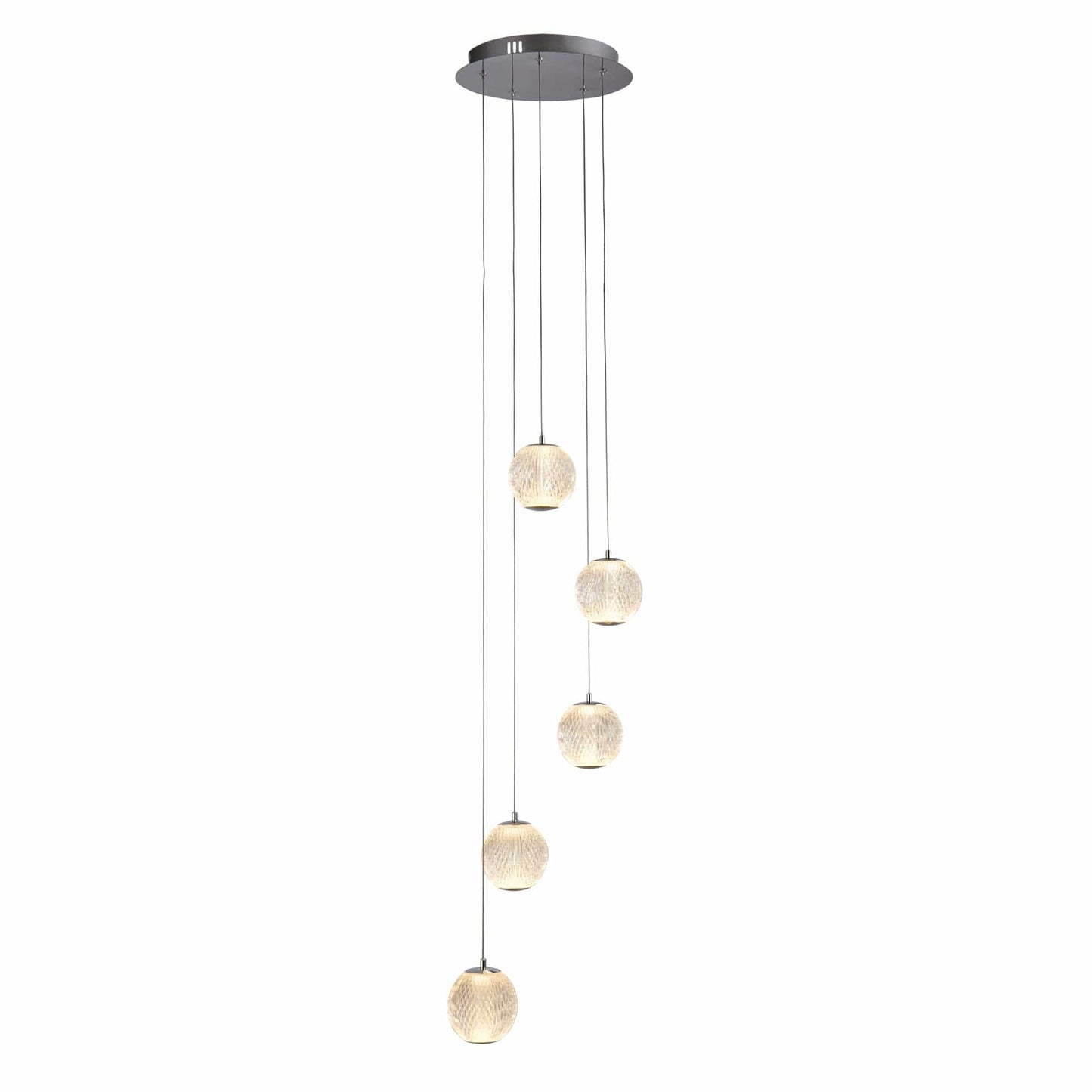 Searchlight Allure 5Lt Multi-Drop Pendant - Chrome Metal & Clear Acrylic 51481-5CC