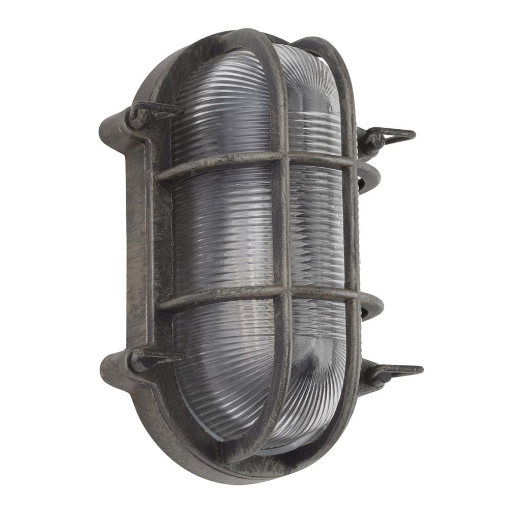 Searchlight Bulkhead Oval Outdoor Wall/Ceiling Light - Black Silver 61402BS