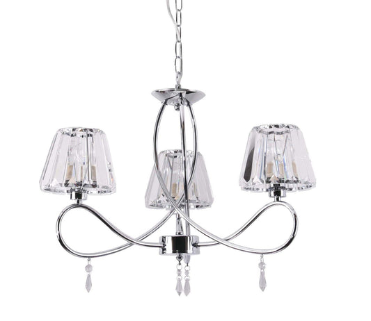 Senza 3 Light Polished Chrome with Crystal Shades