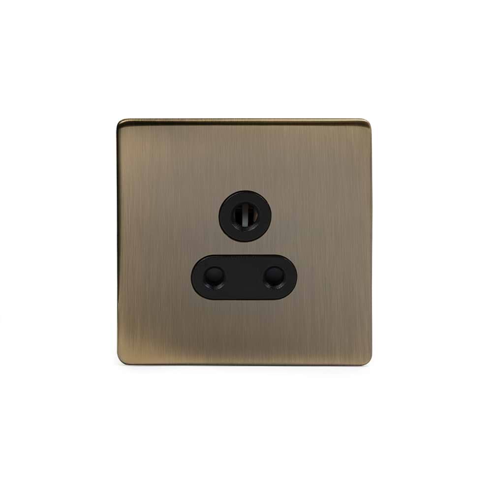 The Charterhouse Collection 5 Amp Socket Black Ins Unswitched Screwless Antique Brass