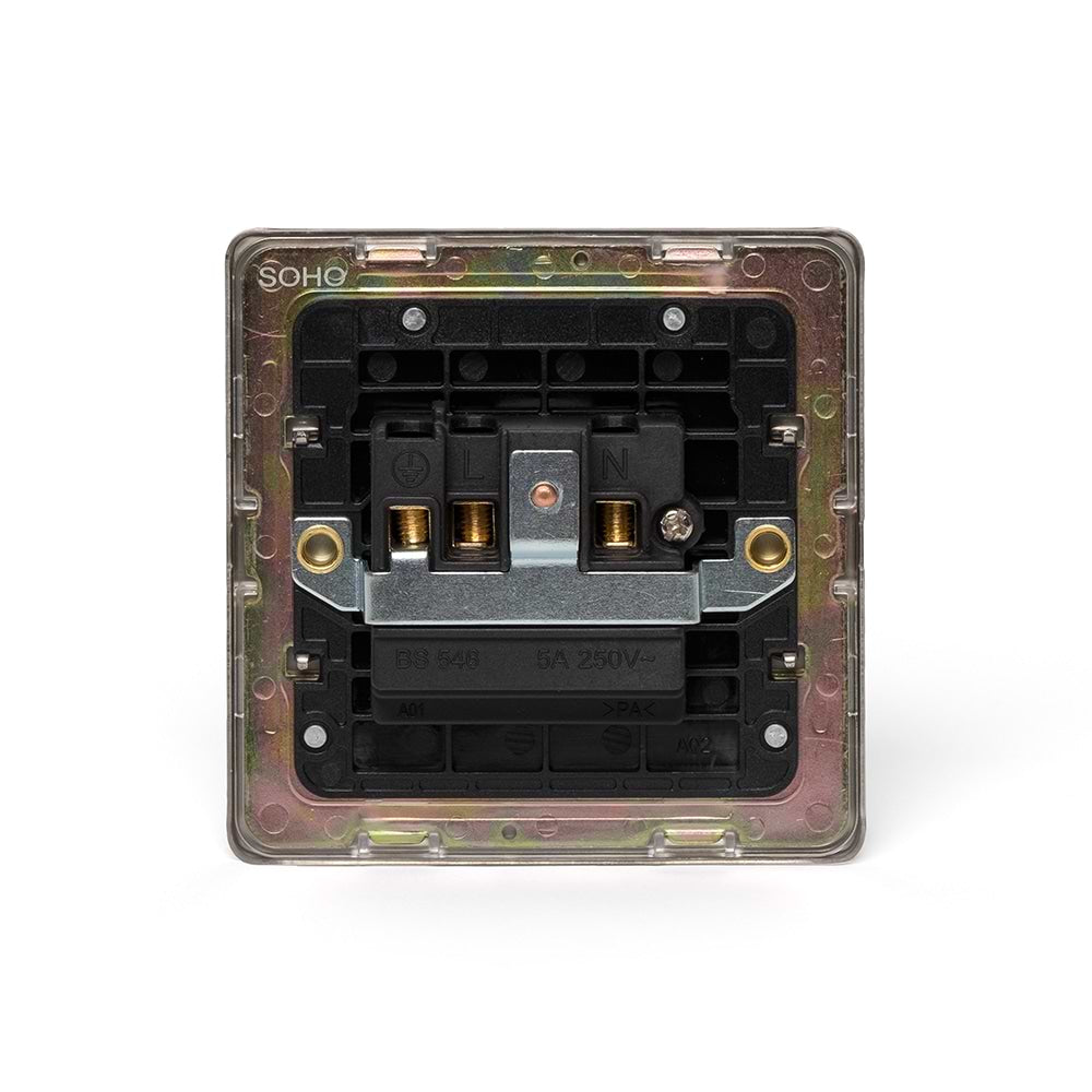 The Lombard Collection Brushed Chrome 5 Amp Socket Black ins Unswitched Screwless