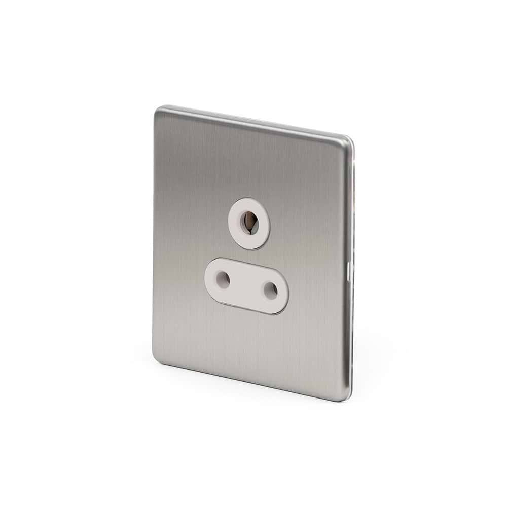 The Lombard Collection Brushed Chrome 5a Socket White ins Unswitched Screwless