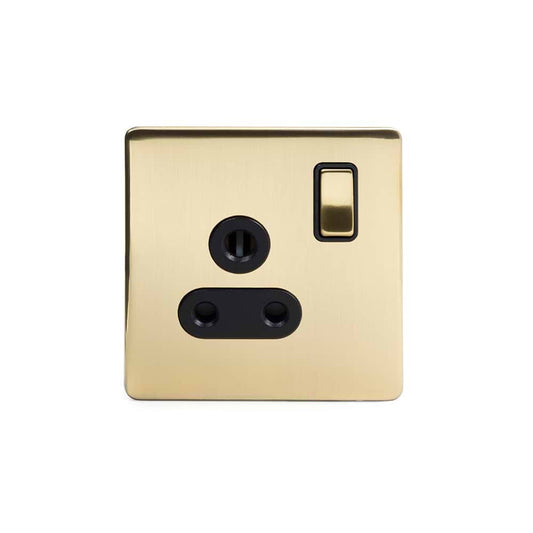 The Savoy Collection Brushed Brass 5a Socket with Switch Black Ins Screwless