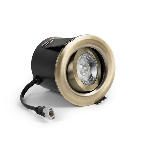 Soho Lighting Antique Brass 3K Warm White Tiltable LED Downlights, Fire Rated, IP44, High CRI, Dimmable