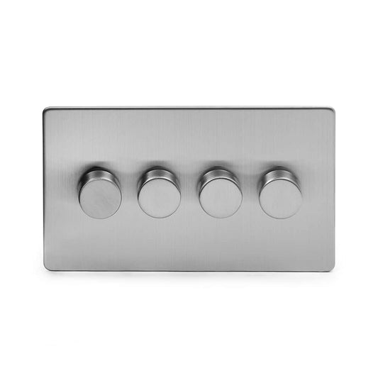 The Lombard Collection Brushed Chrome 4 Gang 2 -Way Intelligent Dimmer 150W LED (300W Halogen/Incandescent)